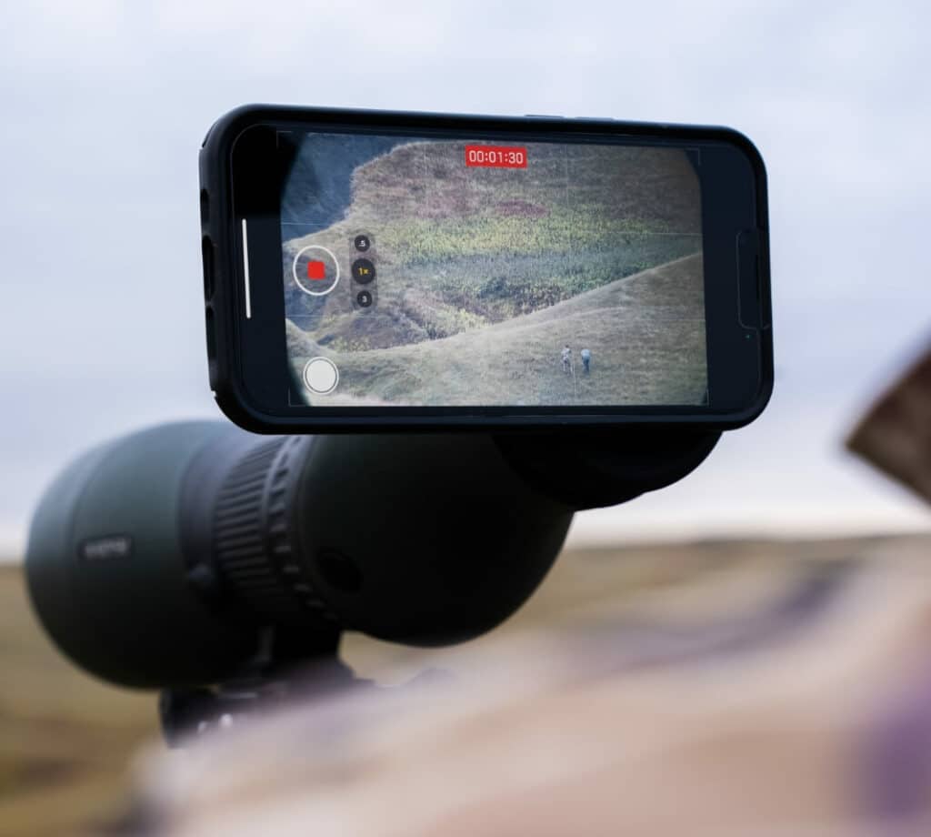 recording video using magview digiscoping phone adaptor on a spotting scope