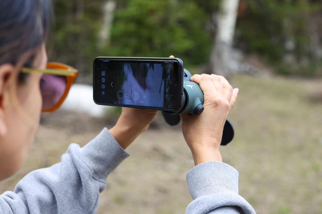 Using MAGVIEW digiscoping adaptor on binoculars.